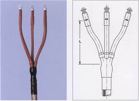 Концевые муфты наружной установки для 3−жильных кабелей с бумажной (Ml и MIND*) изоляцией в общей оболочке на напряжение 6 и 10 кВ
