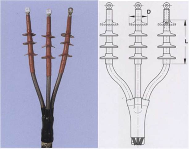 Концевые муфты для кабелей с бумажной ( MIND) изоляцией с жилами в отдельных оболочках на напряжение 10, 20 и 35 кВ